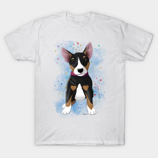 Bull Terrier Pup black tri T-Shirt by FLCupcake